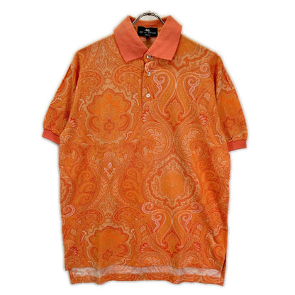 ETRO エトロ サーモンピンク コットン ペイズリー柄 半袖ポロシャツ トップス
