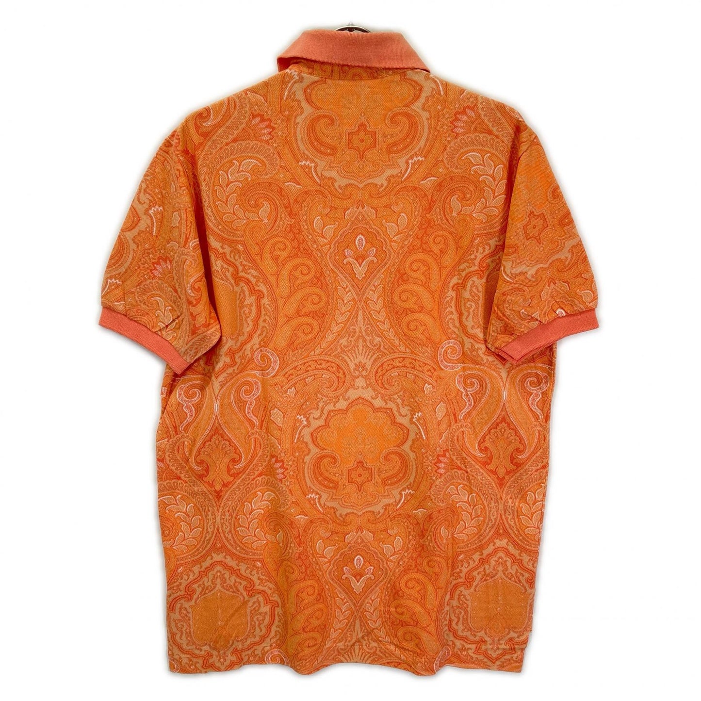 ETRO エトロ サーモンピンク コットン ペイズリー柄 半袖ポロシャツ トップス