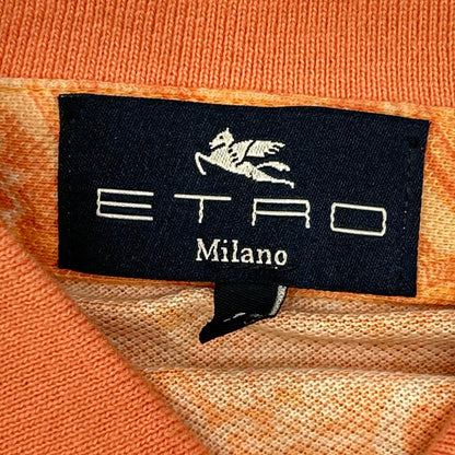 ETRO エトロ サーモンピンク コットン ペイズリー柄 半袖ポロシャツ トップス