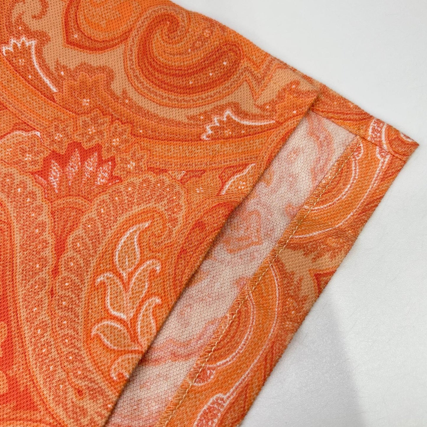 ETRO エトロ サーモンピンク コットン ペイズリー柄 半袖ポロシャツ トップス