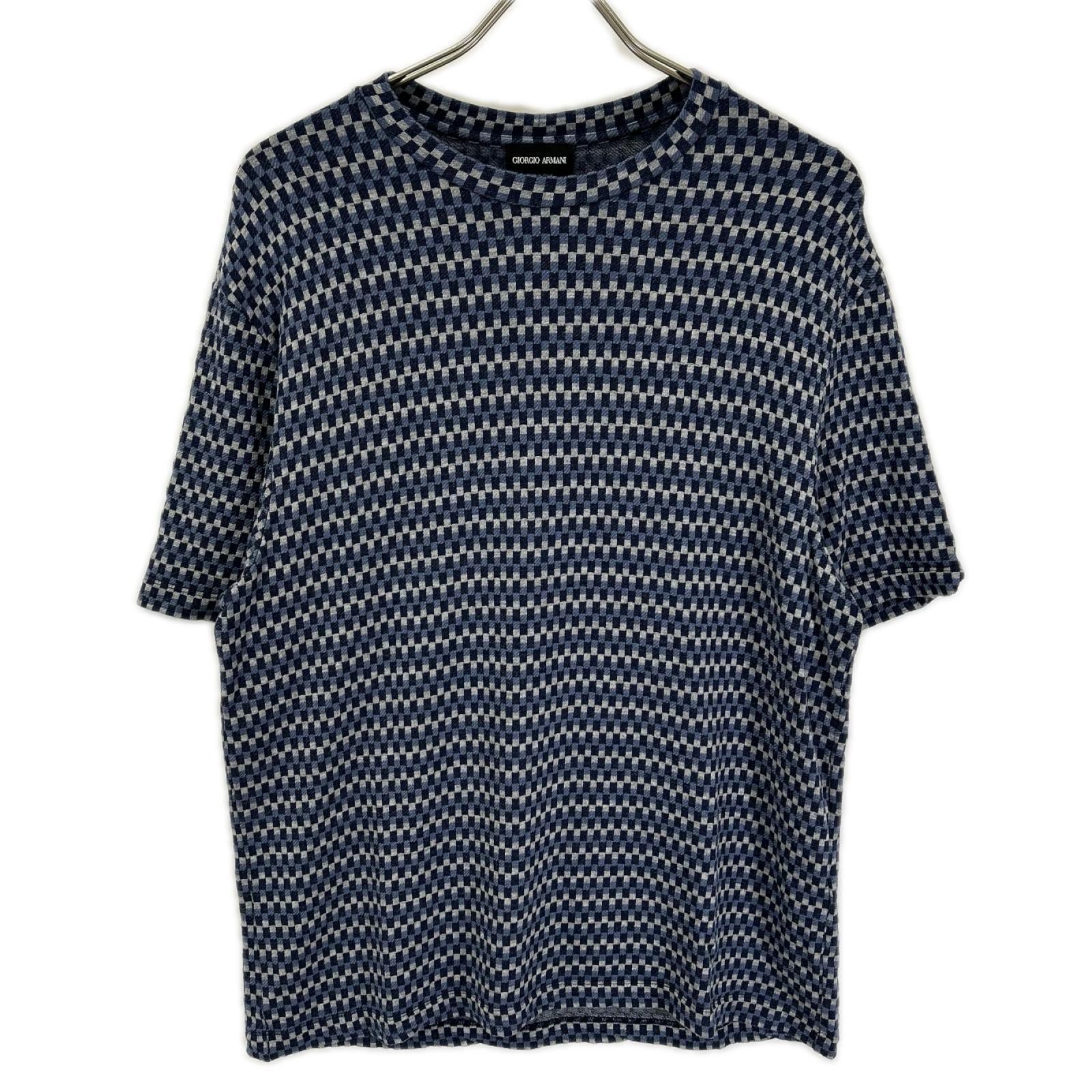 GIORGIOARMANI ジョルジオアルマーニ GM000242 ネイビー 総柄 ニットTシャツ トップス