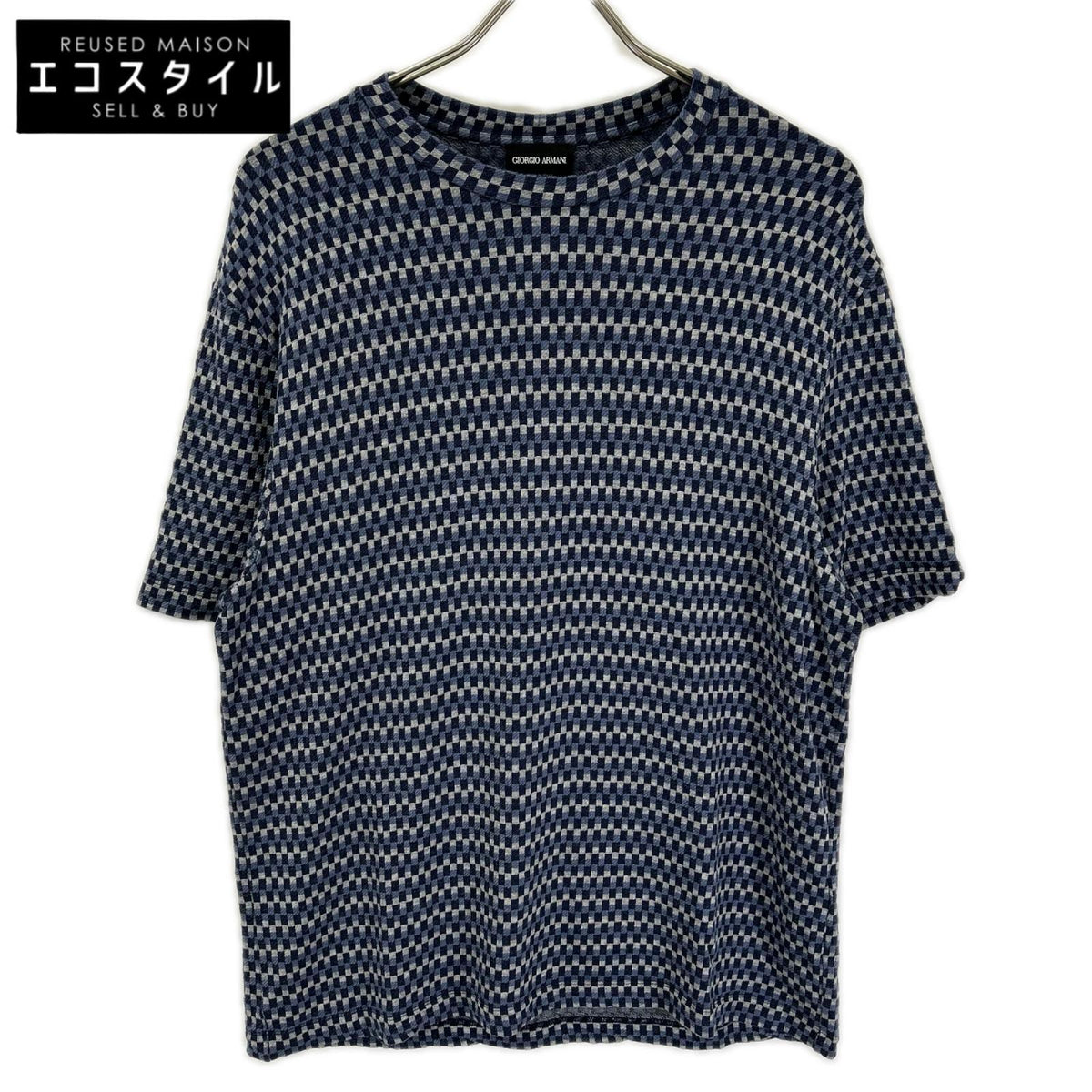GIORGIOARMANI ジョルジオアルマーニ GM000242 ネイビー 総柄 ニットTシャツ トップス