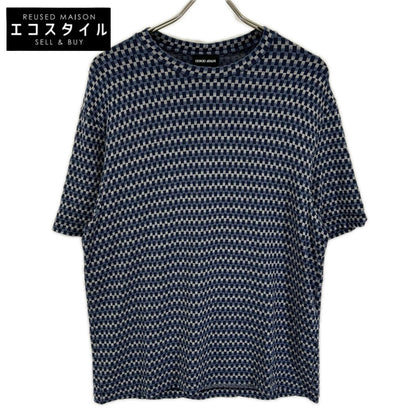GIORGIOARMANI ジョルジオアルマーニ GM000242 ネイビー 総柄 ニットTシャツ トップス
