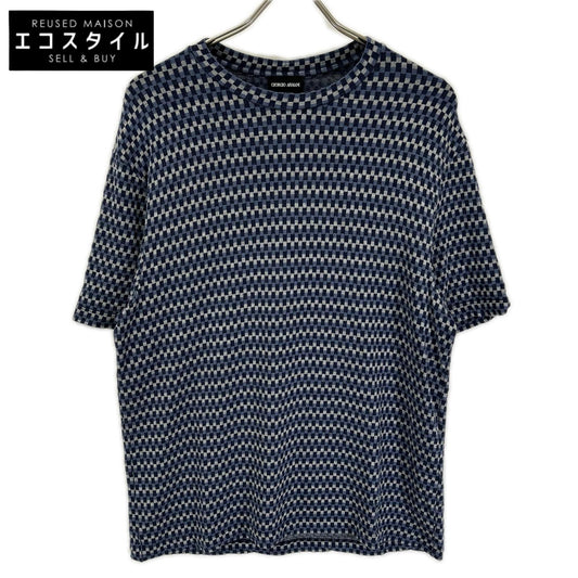 GIORGIOARMANI ジョルジオアルマーニ GM000242 ネイビー 総柄 ニットTシャツ トップス