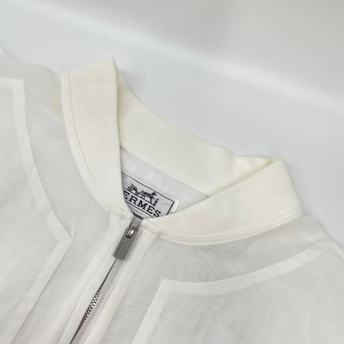 HERMES エルメス ホワイト コットン ジップアップブルソン ジャケット