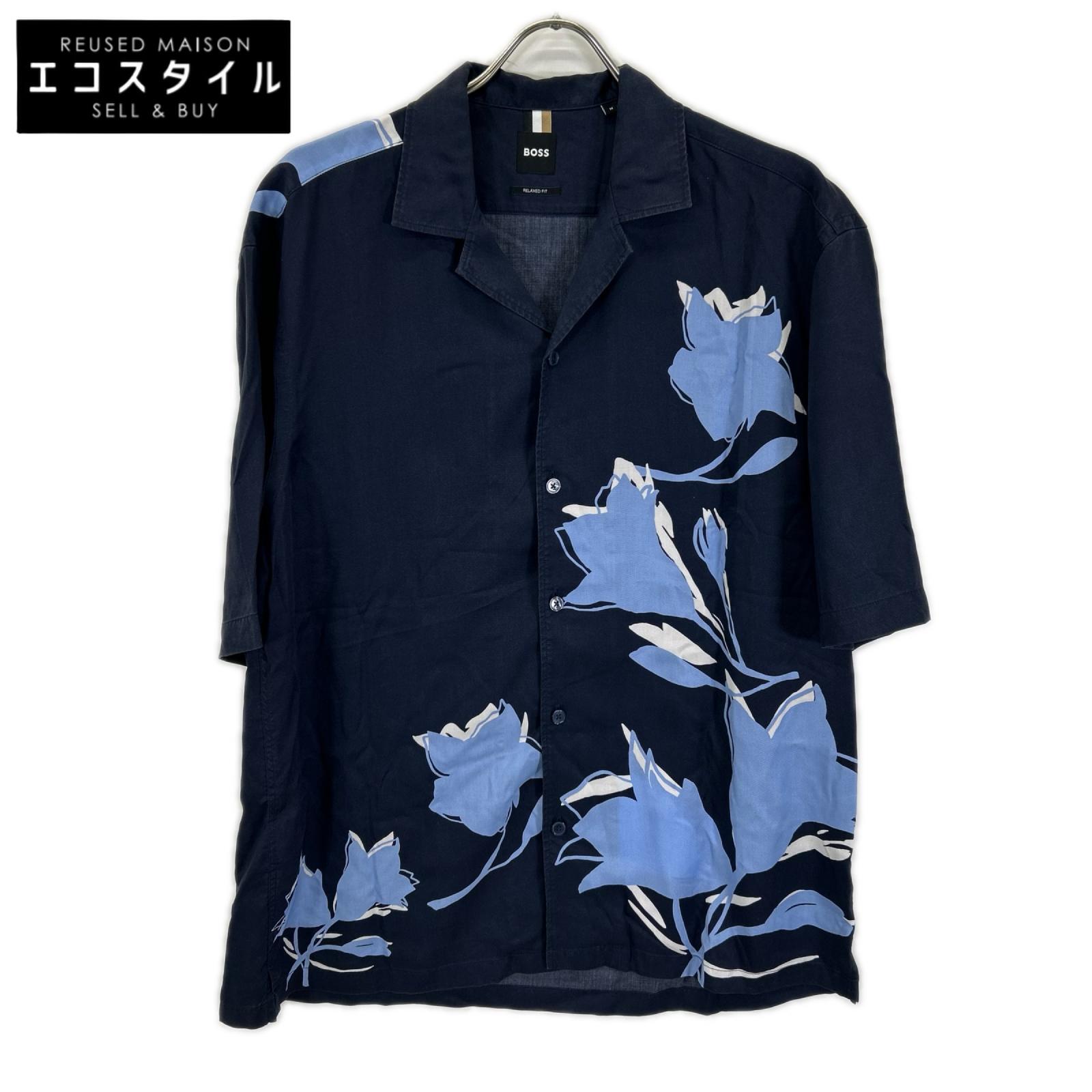 BOSS ボス C-LARS-SH-243 ネイビー RELAXEDFIT 半そでシャツ トップス