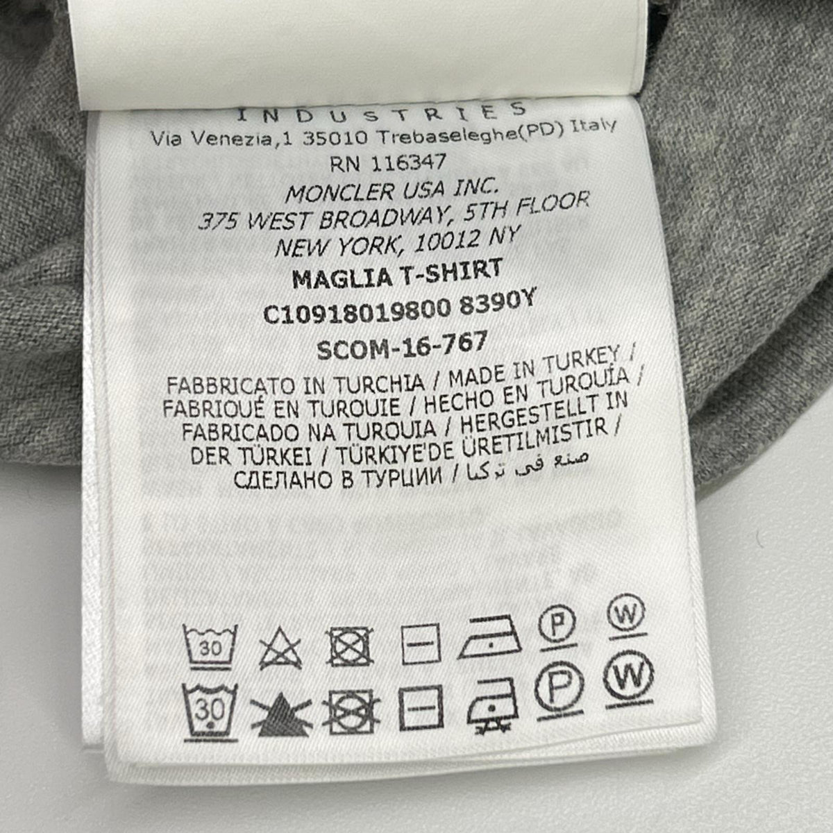 MONCLER モンクレール 16SS C10918019800 グレー 胸ポケ Tシャツ トップス