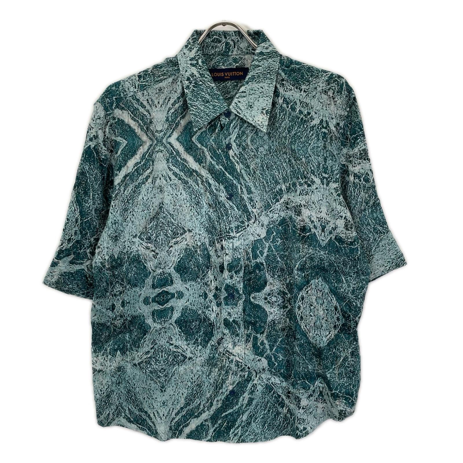 LOUIS VUITTON ルイヴィトン 21SS HLS72W ソルトプリント マーブル レギュラーカラー 半袖シャツ トップス