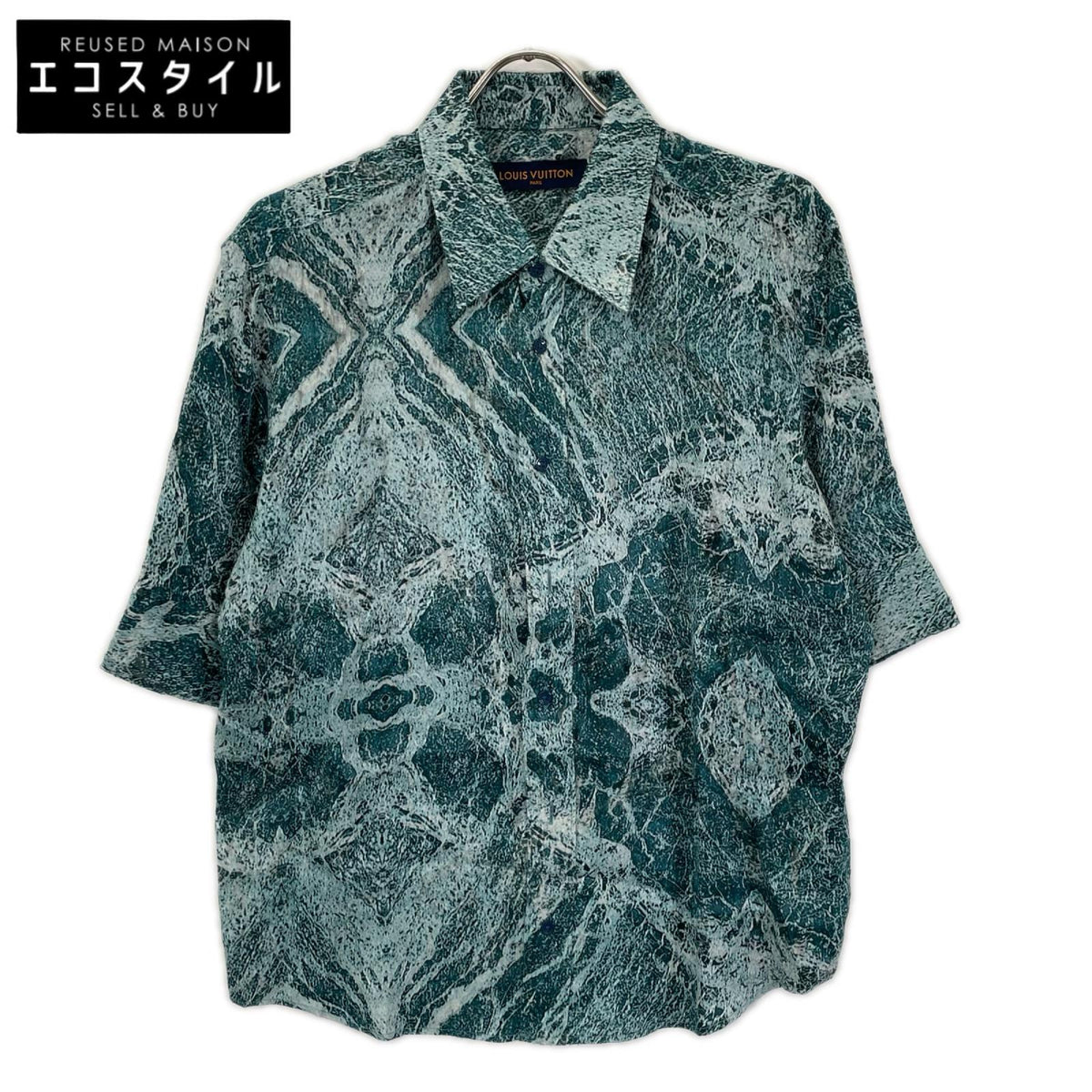 LOUIS VUITTON ルイヴィトン 21SS HLS72W ソルトプリント マーブル レギュラーカラー 半袖シャツ トップス
