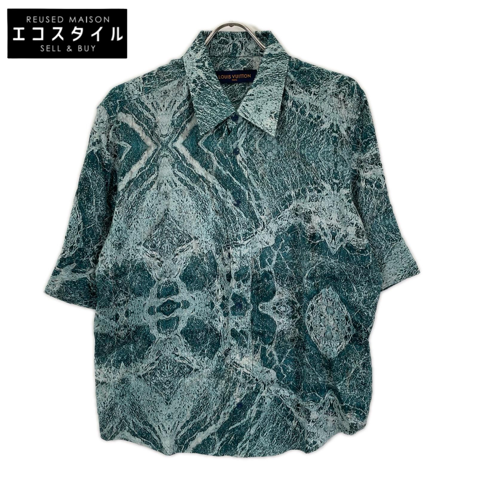 LOUIS VUITTON ルイヴィトン 21SS HLS72W ソルトプリント マーブル レギュラーカラー 半袖シャツ トップス