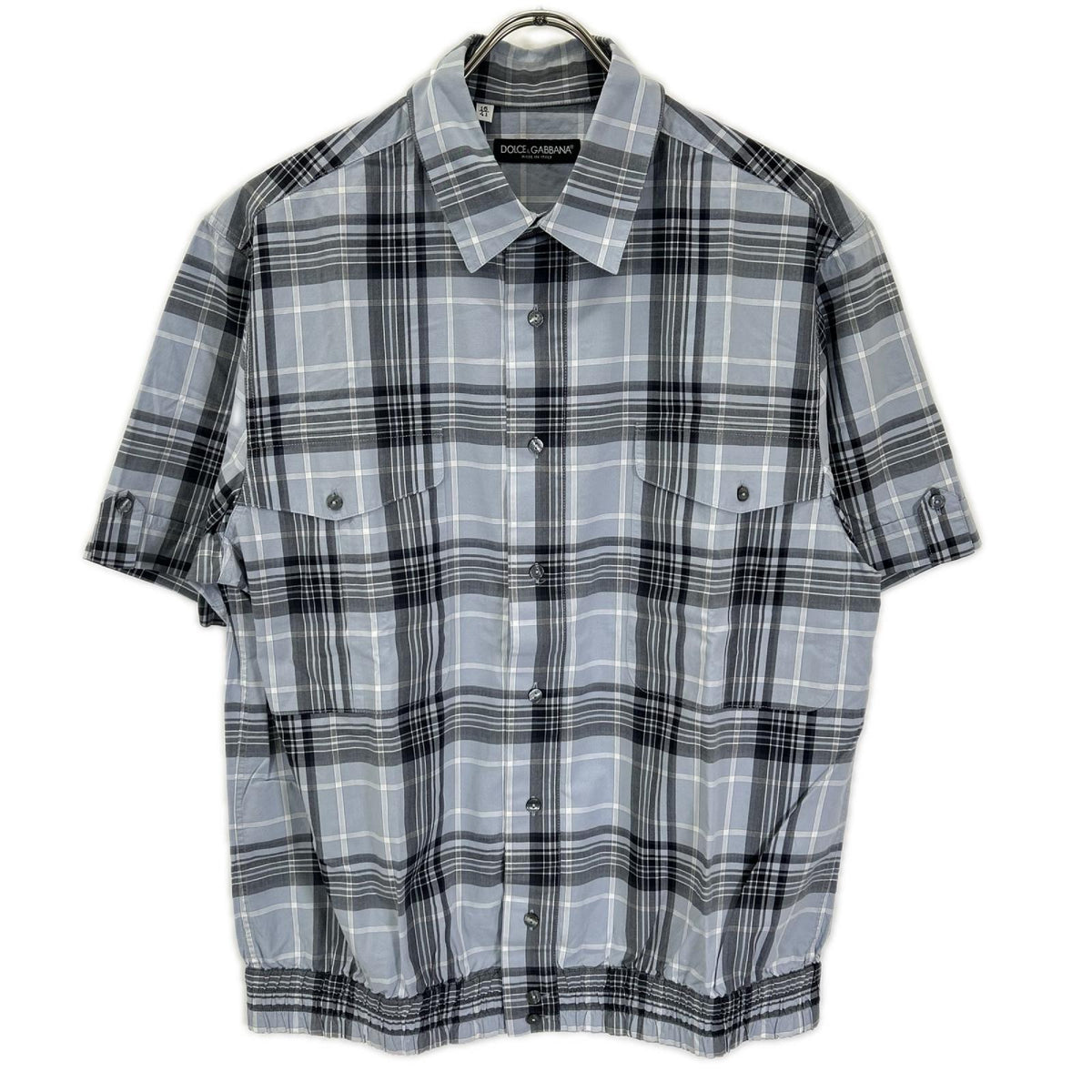 DOLCE&GABBANA ドルチェアンドガッバーナ G5AJ3T/FQ5GY ブルー チェック ハーフスリーブシャツ トップス