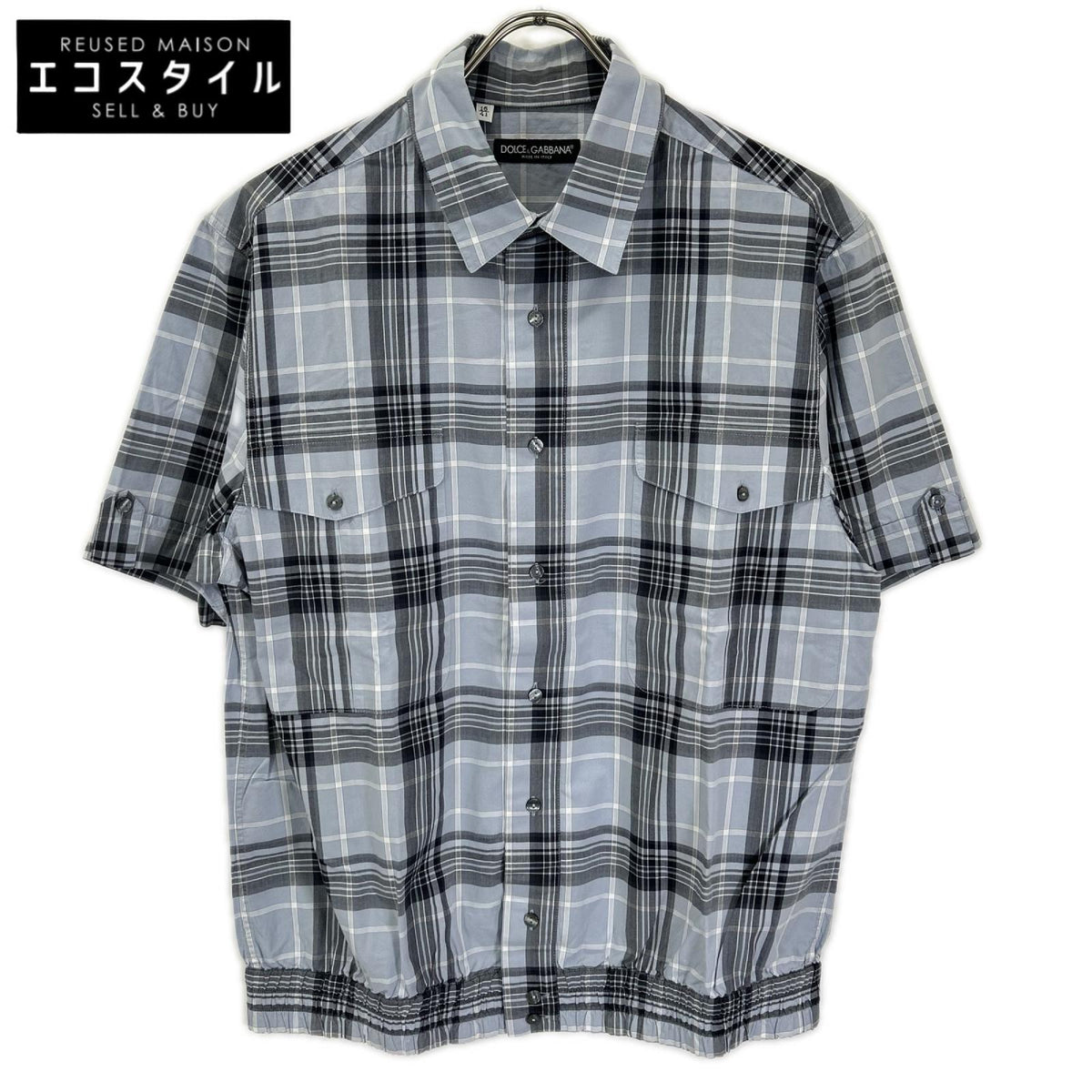 DOLCE&GABBANA ドルチェアンドガッバーナ G5AJ3T/FQ5GY ブルー チェック ハーフスリーブシャツ トップス