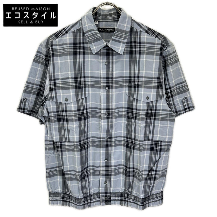 DOLCE&GABBANA ドルチェアンドガッバーナ G5AJ3T/FQ5GY ブルー チェック ハーフスリーブシャツ トップス