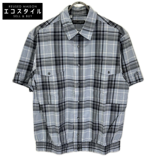 DOLCE&GABBANA G5AJ3T/FQ5GY blue checked short-sleeve shirt top