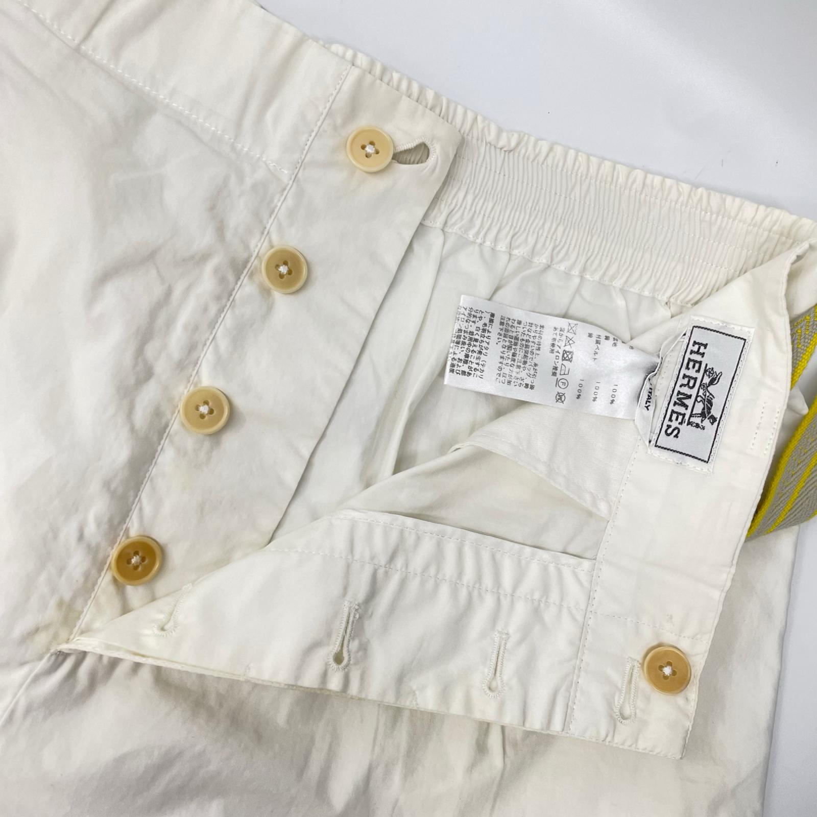 HERMES エルメス ホワイト ベルト付き ショーツ ボトムス