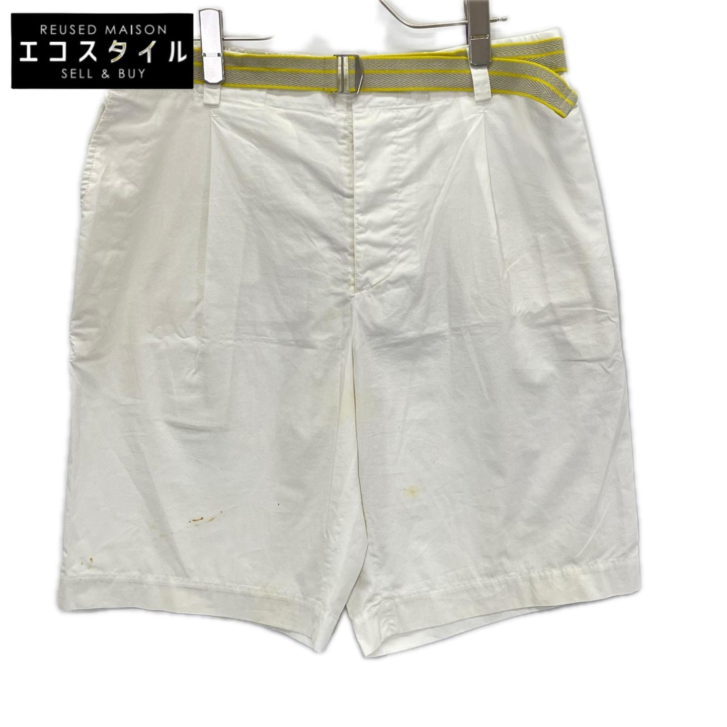 HERMES エルメス ホワイト ベルト付き ショーツ ボトムス