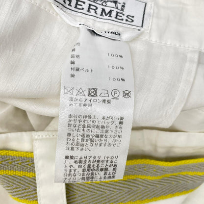 HERMES エルメス ホワイト ベルト付き ショーツ ボトムス