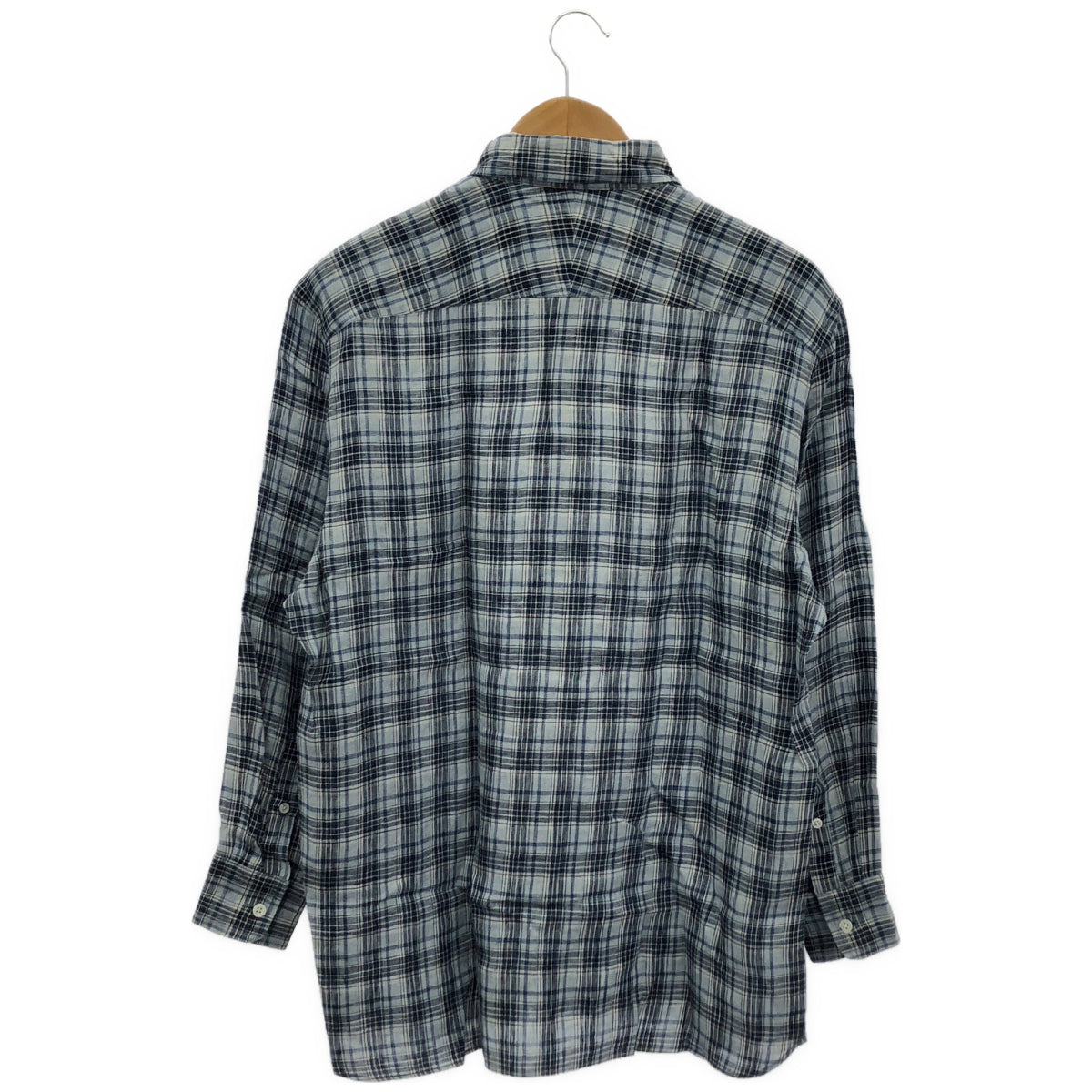 dunhill/ALFREDDUNHILL ダンヒル チェック柄 ブルー リネン BDシャツ トップス