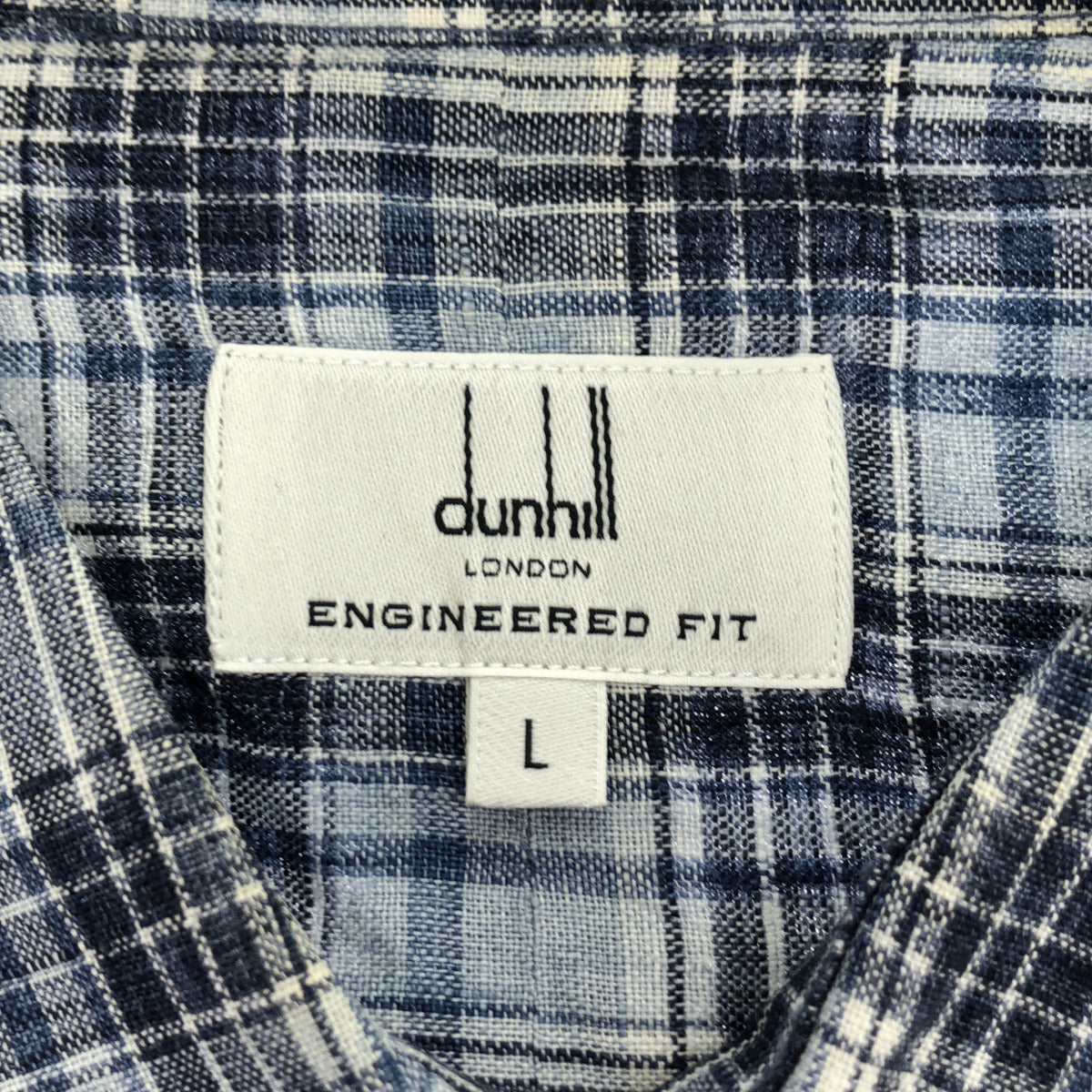 dunhill/ALFREDDUNHILL ダンヒル チェック柄 ブルー リネン BDシャツ トップス