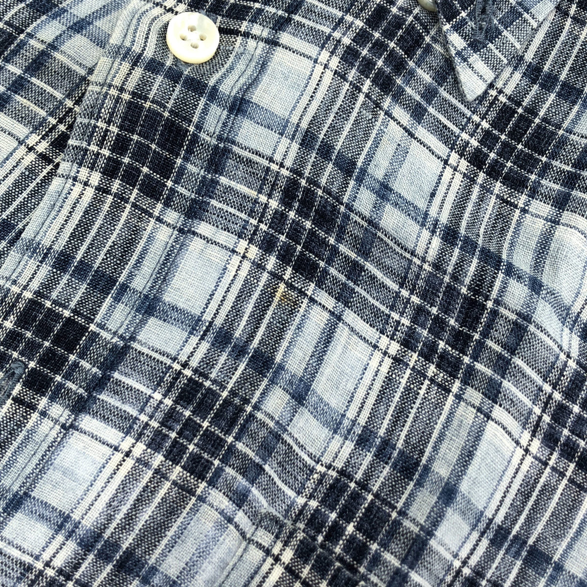 dunhill/ALFREDDUNHILL ダンヒル チェック柄 ブルー リネン BDシャツ トップス