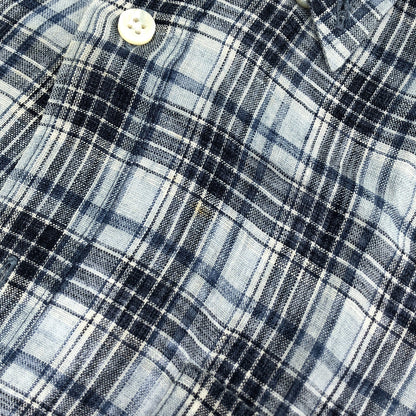 dunhill/ALFREDDUNHILL ダンヒル チェック柄 ブルー リネン BDシャツ トップス