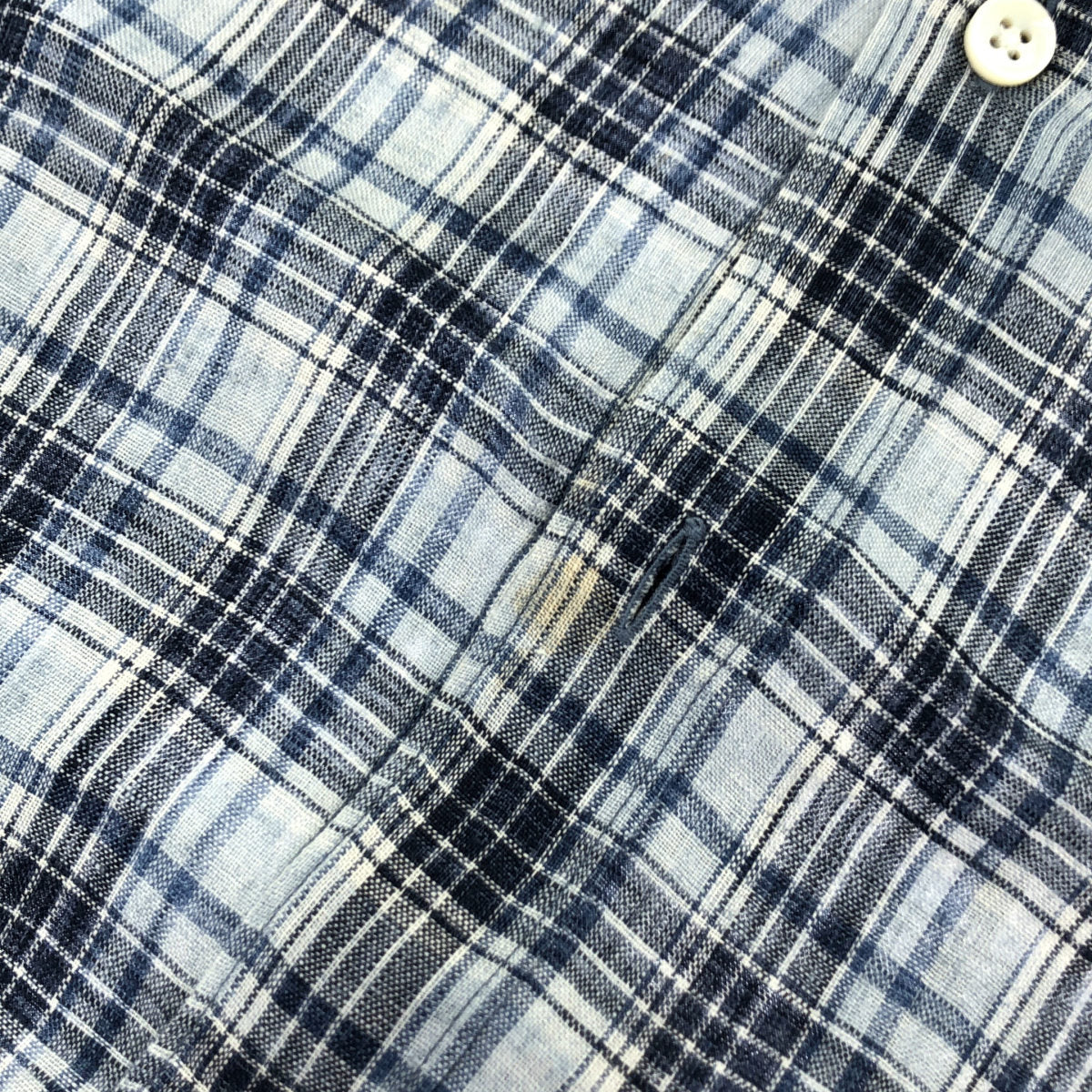 dunhill/ALFREDDUNHILL ダンヒル チェック柄 ブルー リネン BDシャツ トップス
