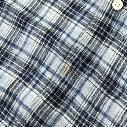 dunhill/ALFREDDUNHILL ダンヒル チェック柄 ブルー リネン BDシャツ トップス