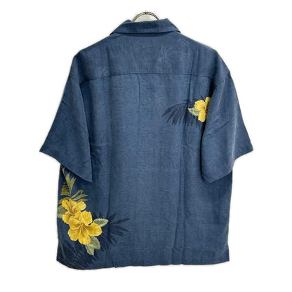 TOMMY BAHAMA トミーバハマ ネイビー ハイビスカス/ヤシの木 シルク 開襟シャツ トップス