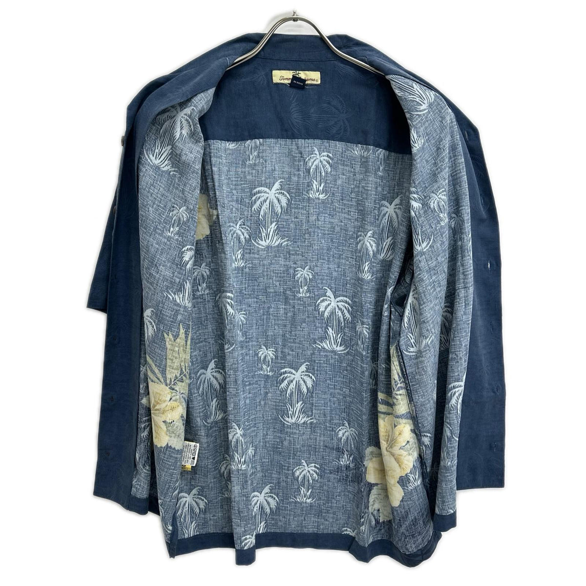 TOMMY BAHAMA トミーバハマ ネイビー ハイビスカス/ヤシの木 シルク 開襟シャツ トップス
