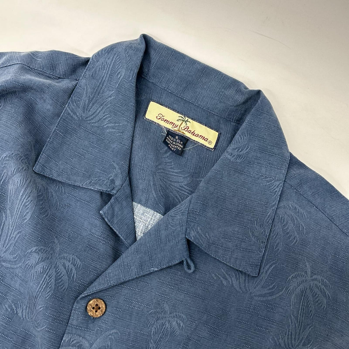 TOMMY BAHAMA トミーバハマ ネイビー ハイビスカス/ヤシの木 シルク 開襟シャツ トップス