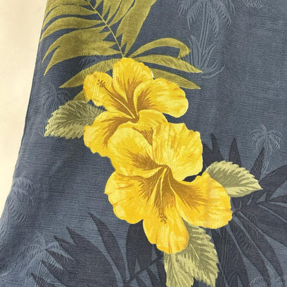 TOMMY BAHAMA トミーバハマ ネイビー ハイビスカス/ヤシの木 シルク 開襟シャツ トップス