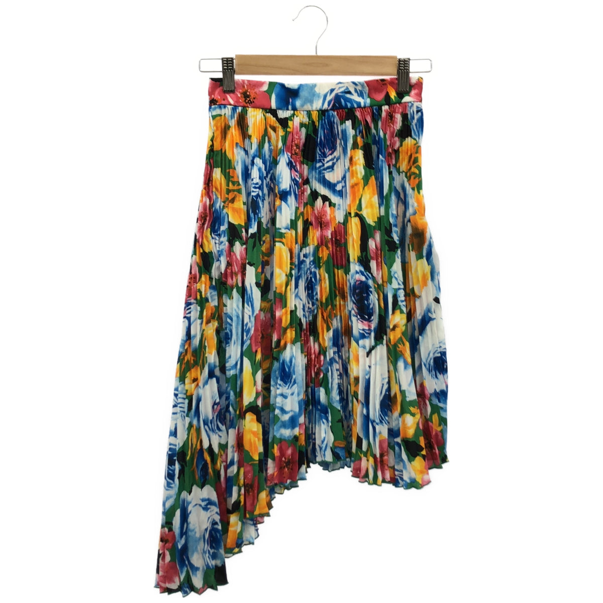 MSGM エムエスジーエム 2642MDD112P フラワープリント プリーツ アシンメトリースカート ボトムス