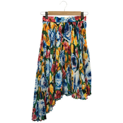 MSGM エムエスジーエム 2642MDD112P フラワープリント プリーツ アシンメトリースカート ボトムス