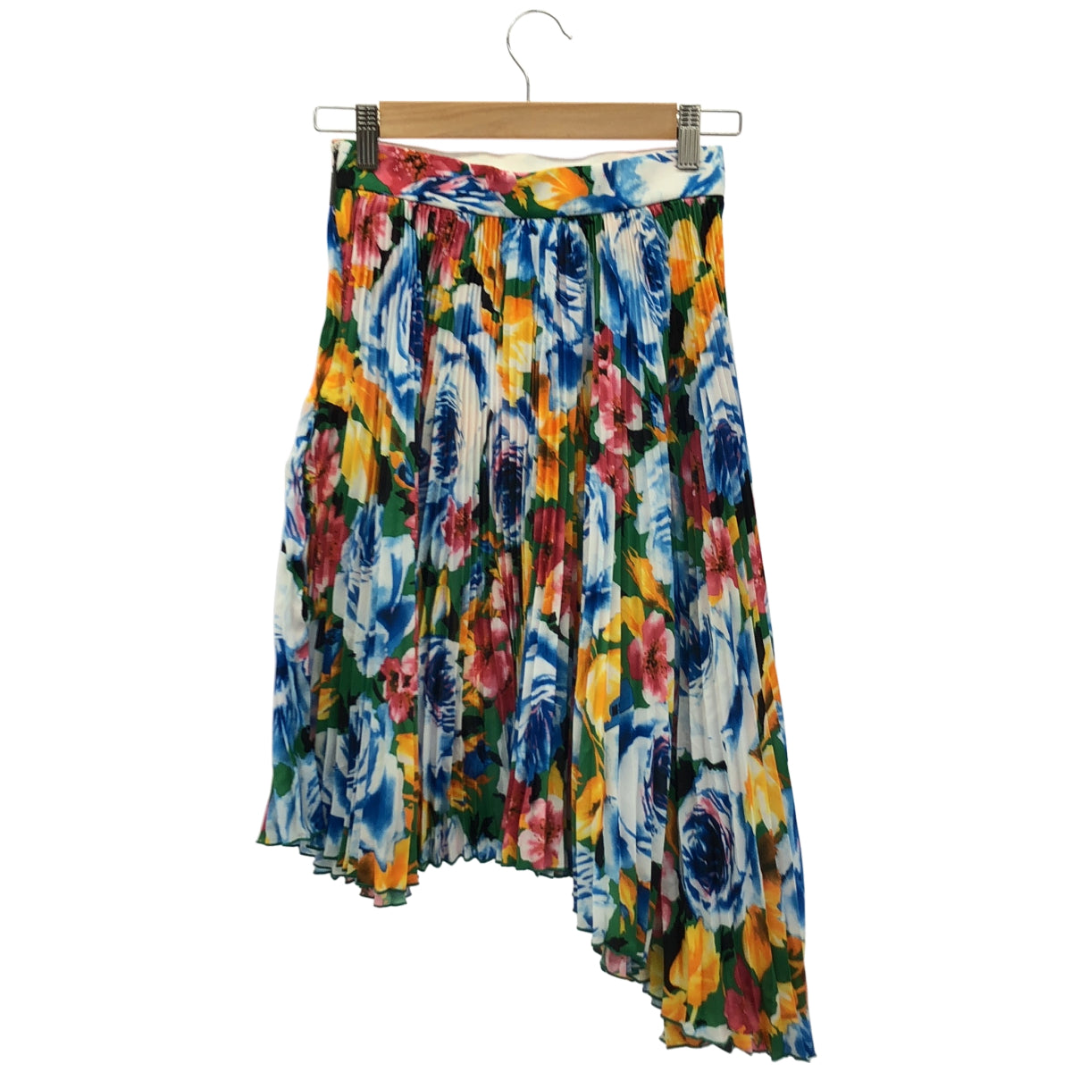 MSGM エムエスジーエム 2642MDD112P フラワープリント プリーツ アシンメトリースカート ボトムス