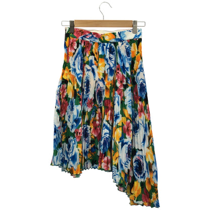 MSGM エムエスジーエム 2642MDD112P フラワープリント プリーツ アシンメトリースカート ボトムス