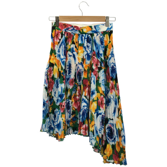 MSGM エムエスジーエム 2642MDD112P フラワープリント プリーツ アシンメトリースカート ボトムス
