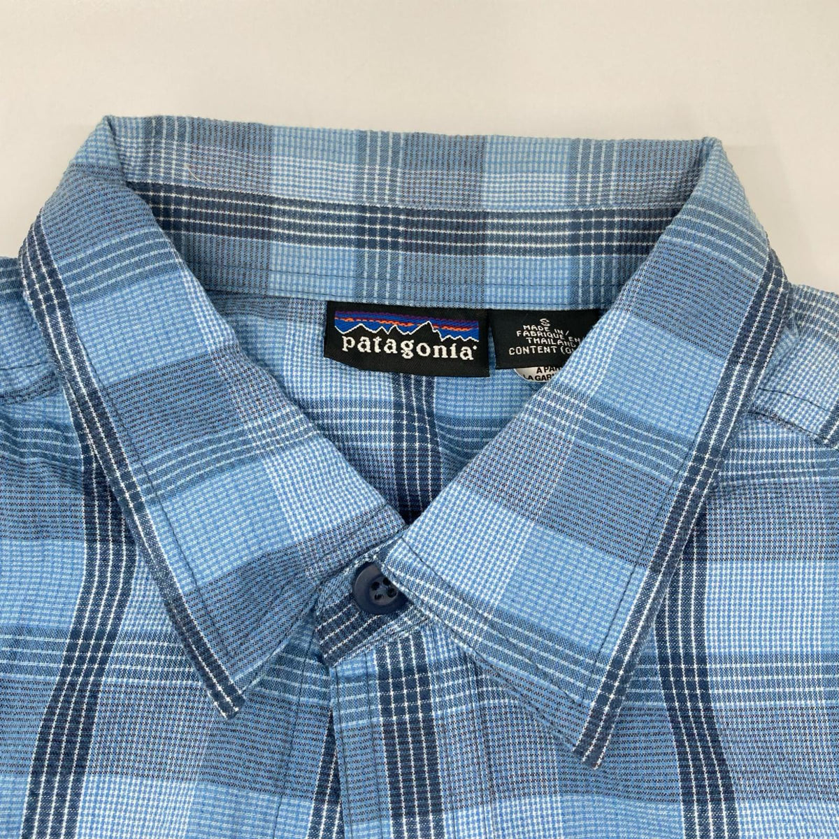 Patagonia パタゴニア 03年 52996 ブルー シアーサッカー チェック パッカーウェアシャツ トップス