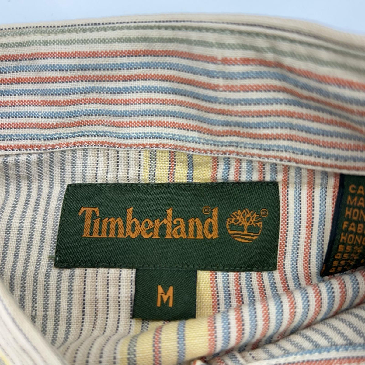 Timberland ティンバーランド 43287 マルチカラー ストライプ コットン×リネン 半袖シャツ トップス