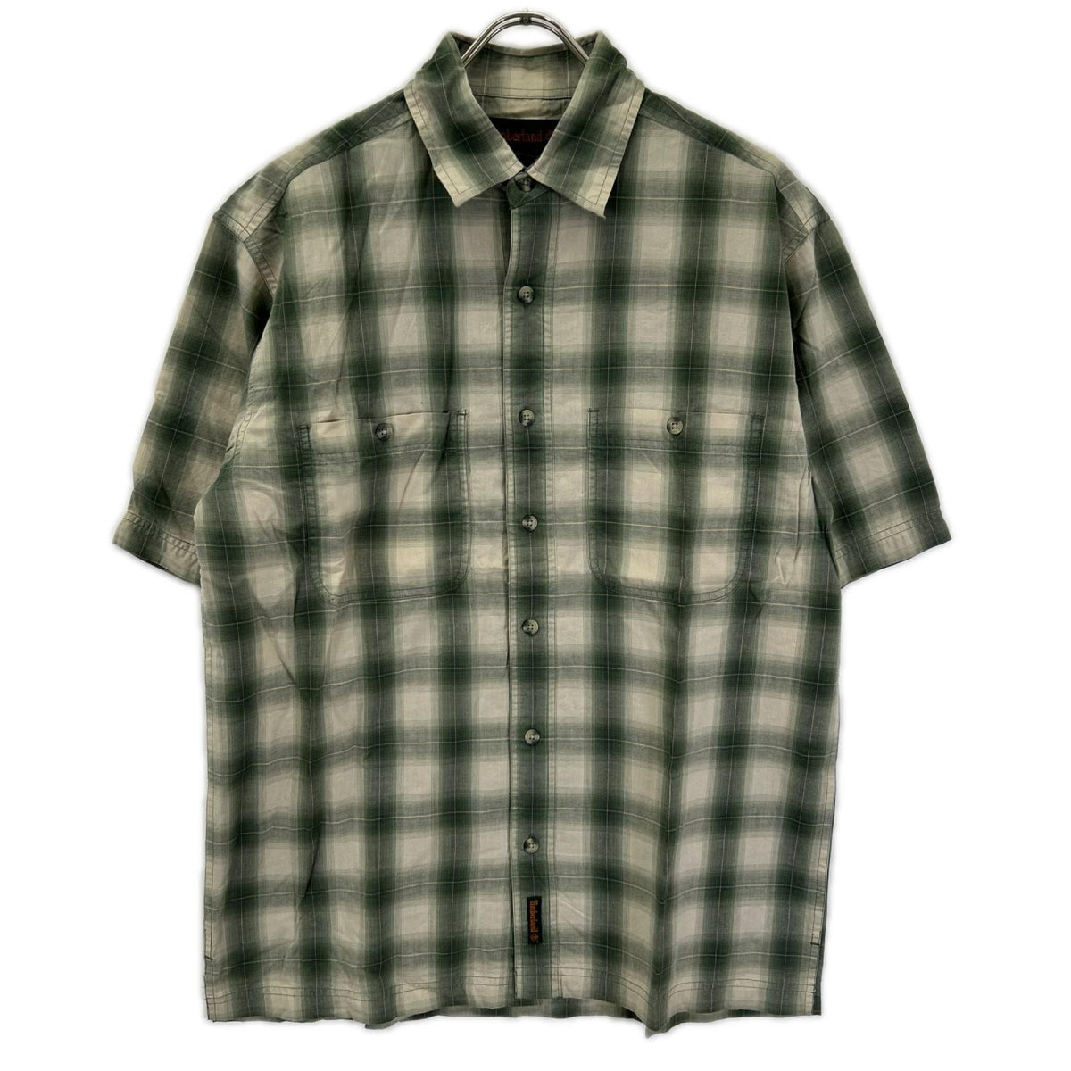 Timberland ティンバーランド 03-43215 グリーン チェック コットン 半袖シャツ トップス