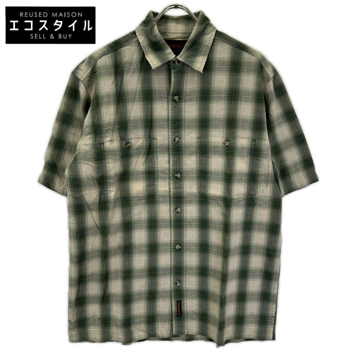 Timberland ティンバーランド 03-43215 グリーン チェック コットン 半袖シャツ トップス