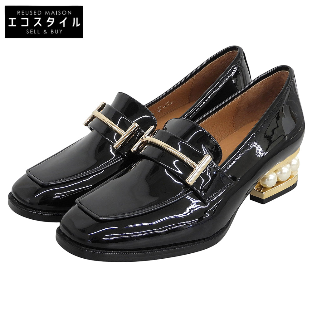 JeffreyCampbell ジェフリーキャンベル 未使用 パテント パールヒール ローファー シューズ レディース 黒 ブラック 38 FJF3841 シューズ