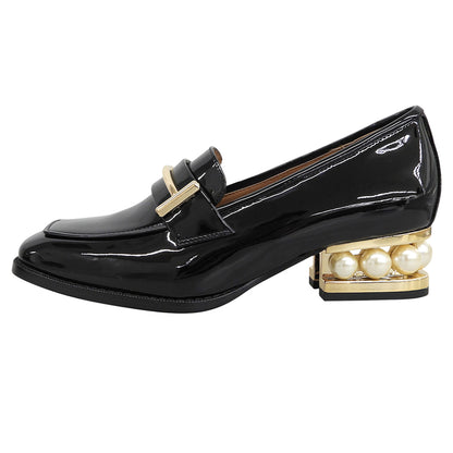 JeffreyCampbell ジェフリーキャンベル 未使用 パテント パールヒール ローファー シューズ レディース 黒 ブラック 38 FJF3841 シューズ