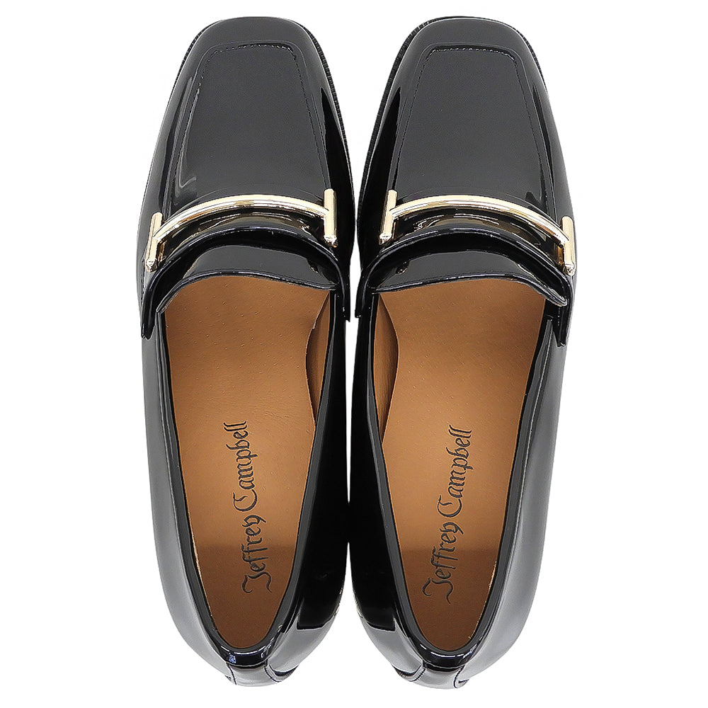 JeffreyCampbell ジェフリーキャンベル 未使用 パテント パールヒール ローファー シューズ レディース 黒 ブラック 38 FJF3841 シューズ