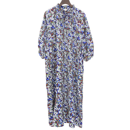 BALLSEY ボールジー ランダムプリーツ フラワープリント フレンチスリーブ ワンピース レディース マルチ 36 11-06-14-06732 ワンピース