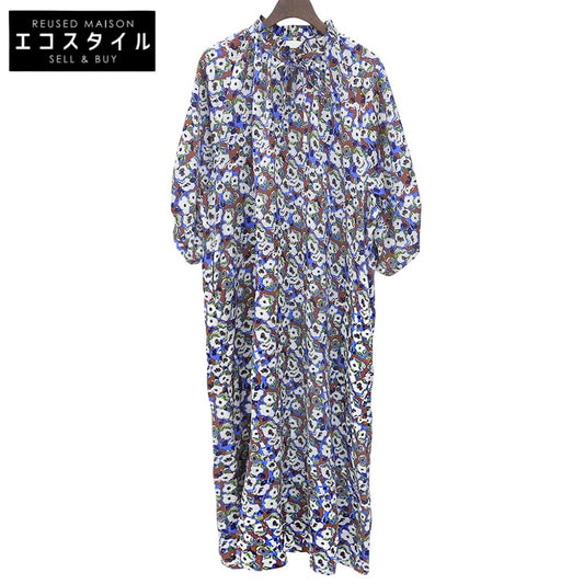 BALLSEY ボールジー ランダムプリーツ フラワープリント フレンチスリーブ ワンピース レディース マルチ 36 11-06-14-06732 ワンピース