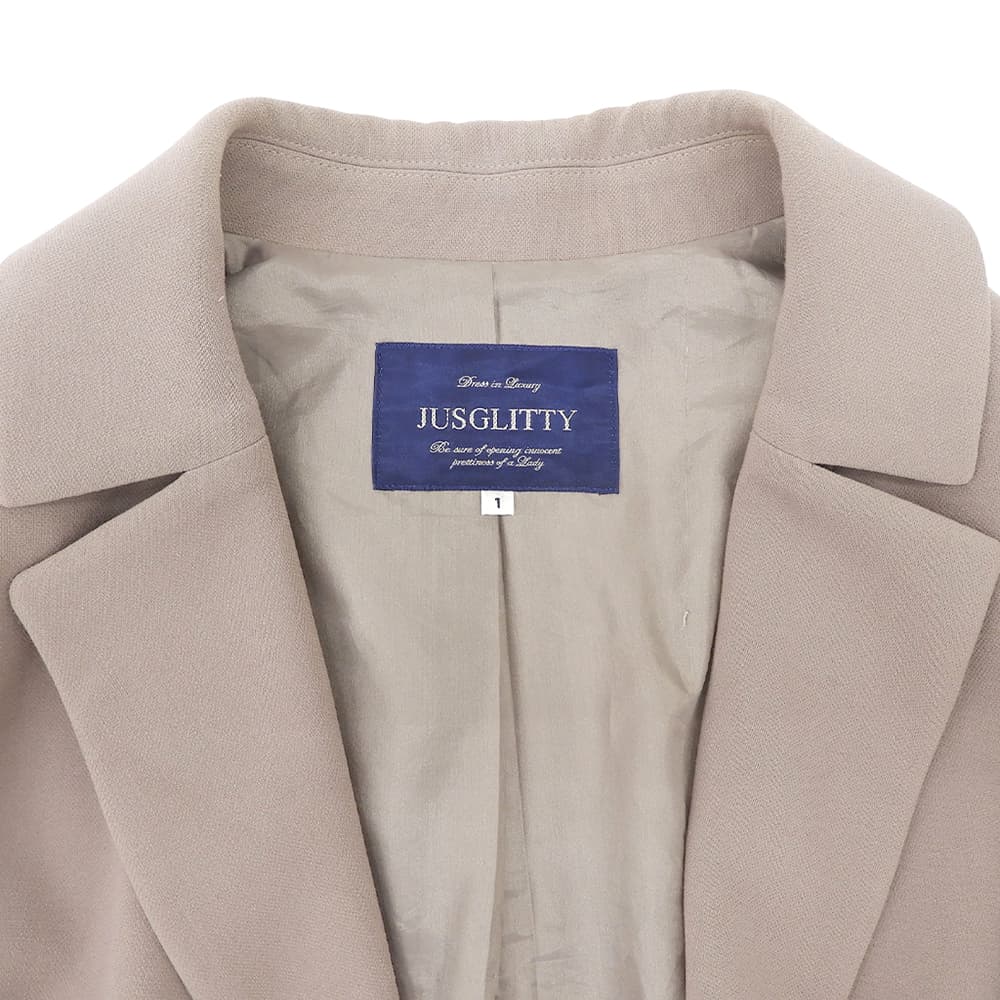 JGbyJUSGLITTY ジャスグリッティー 美品 バックボリューム ベルテッドコート レディース グレージュ 1 40129290 20AW コート