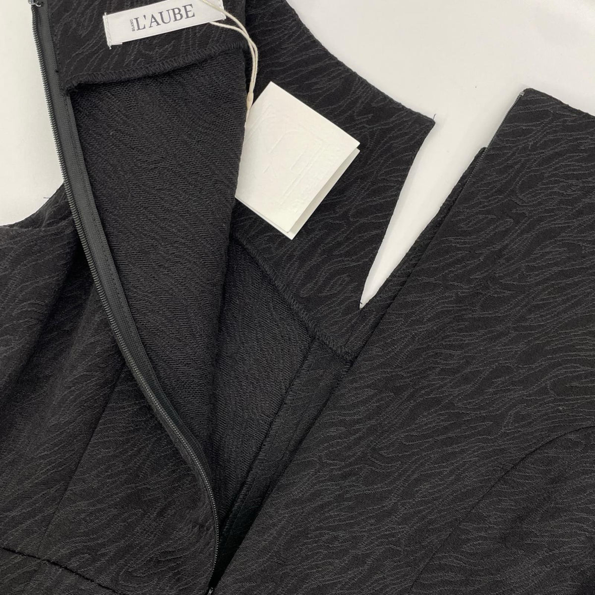 24AU-20 ブラック Keyneck Jacquard Dress ワンピース