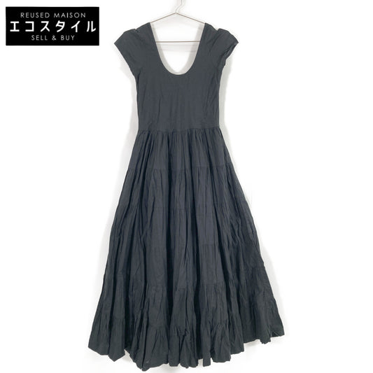MARIHA Black Cotton Maxi Dress