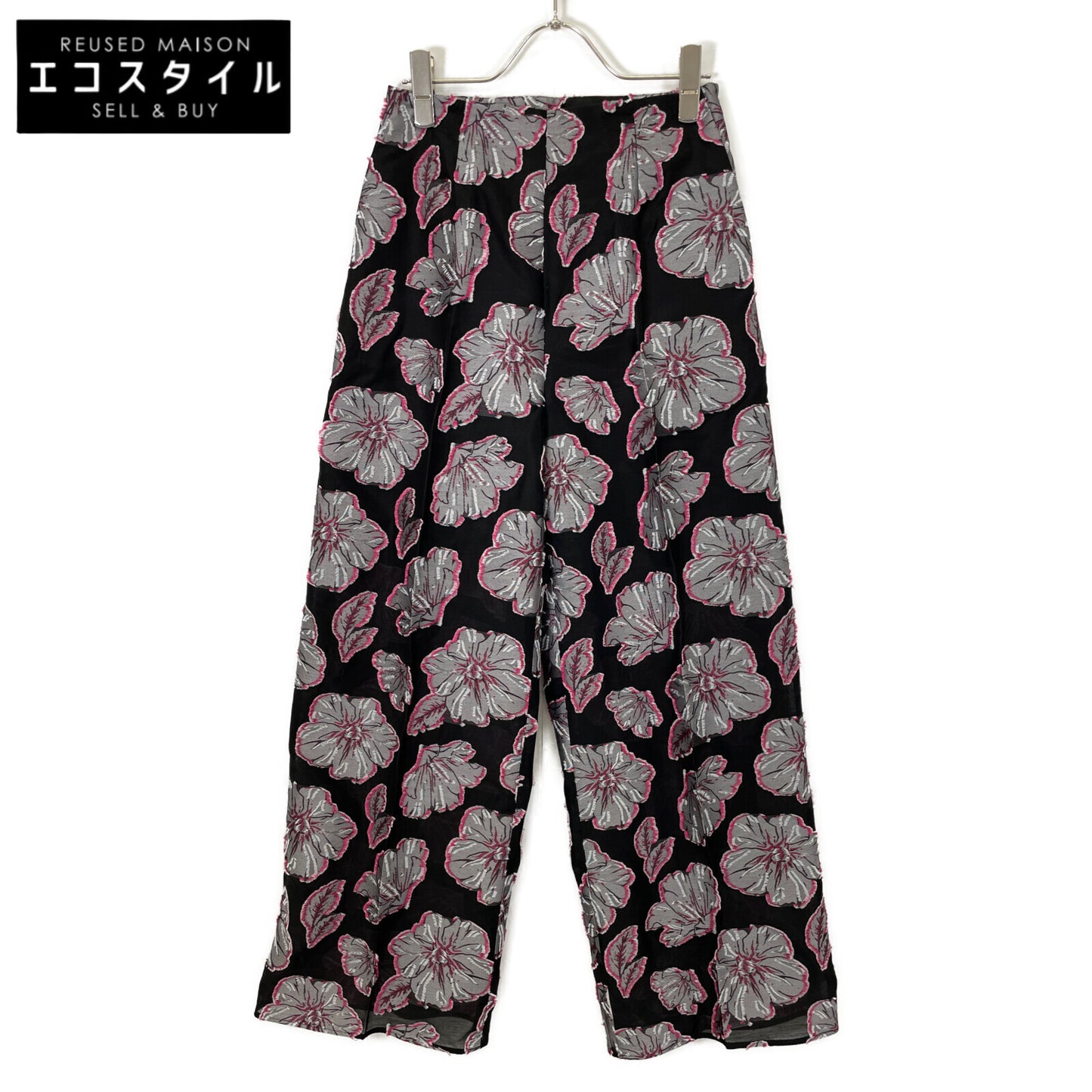 EBONY Ebony Black Rose of Sharon Wide Pants Bottoms