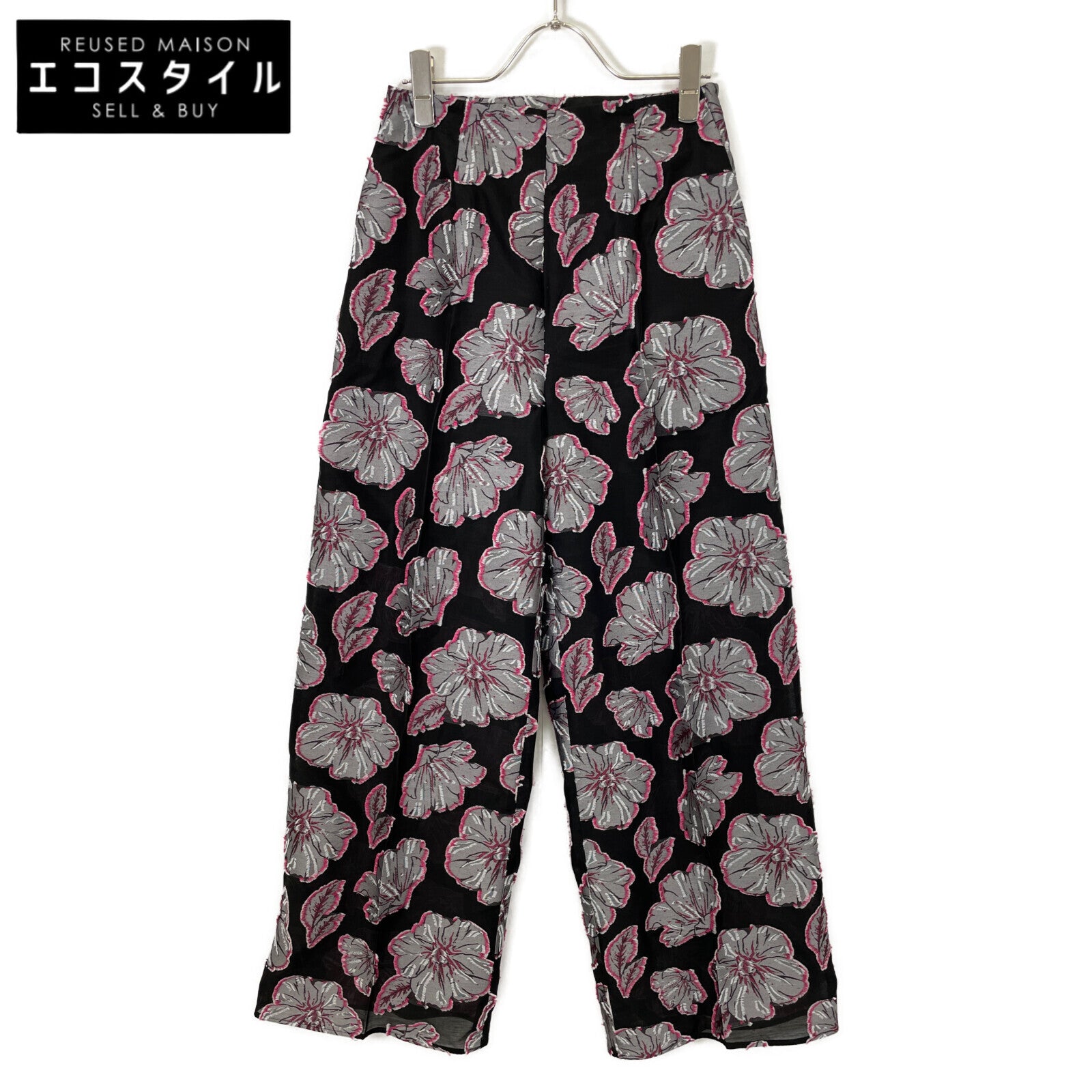 EBONY Ebony Black Rose of Sharon Wide Pants Bottoms